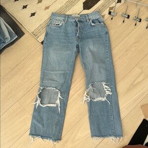 We The Free Light Blue Distressed Ankle Jeans